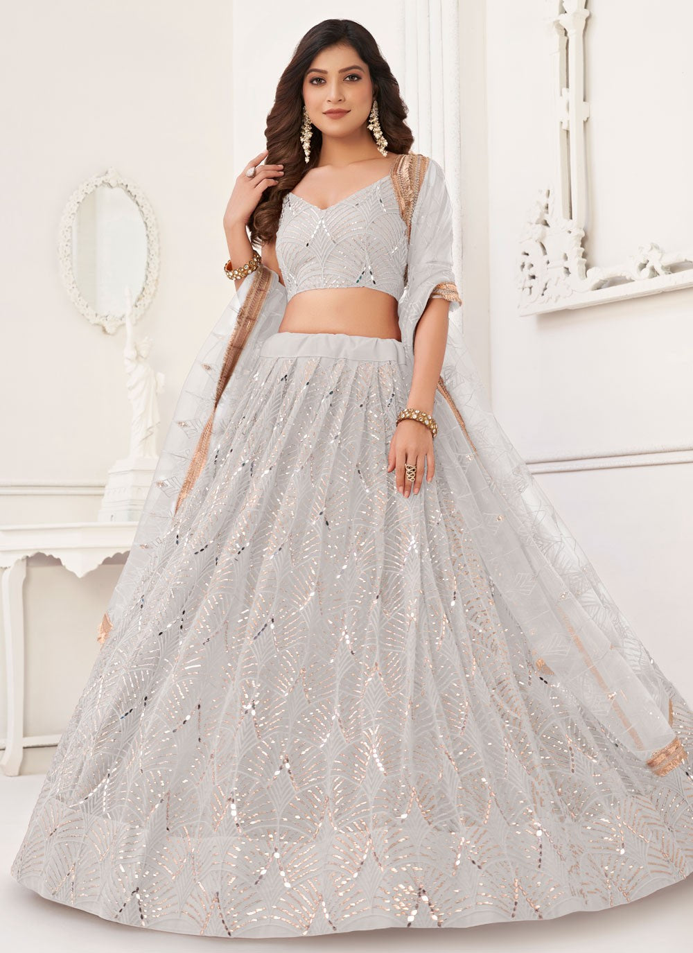 A - Line Lehenga Embroidered Net - L5067A