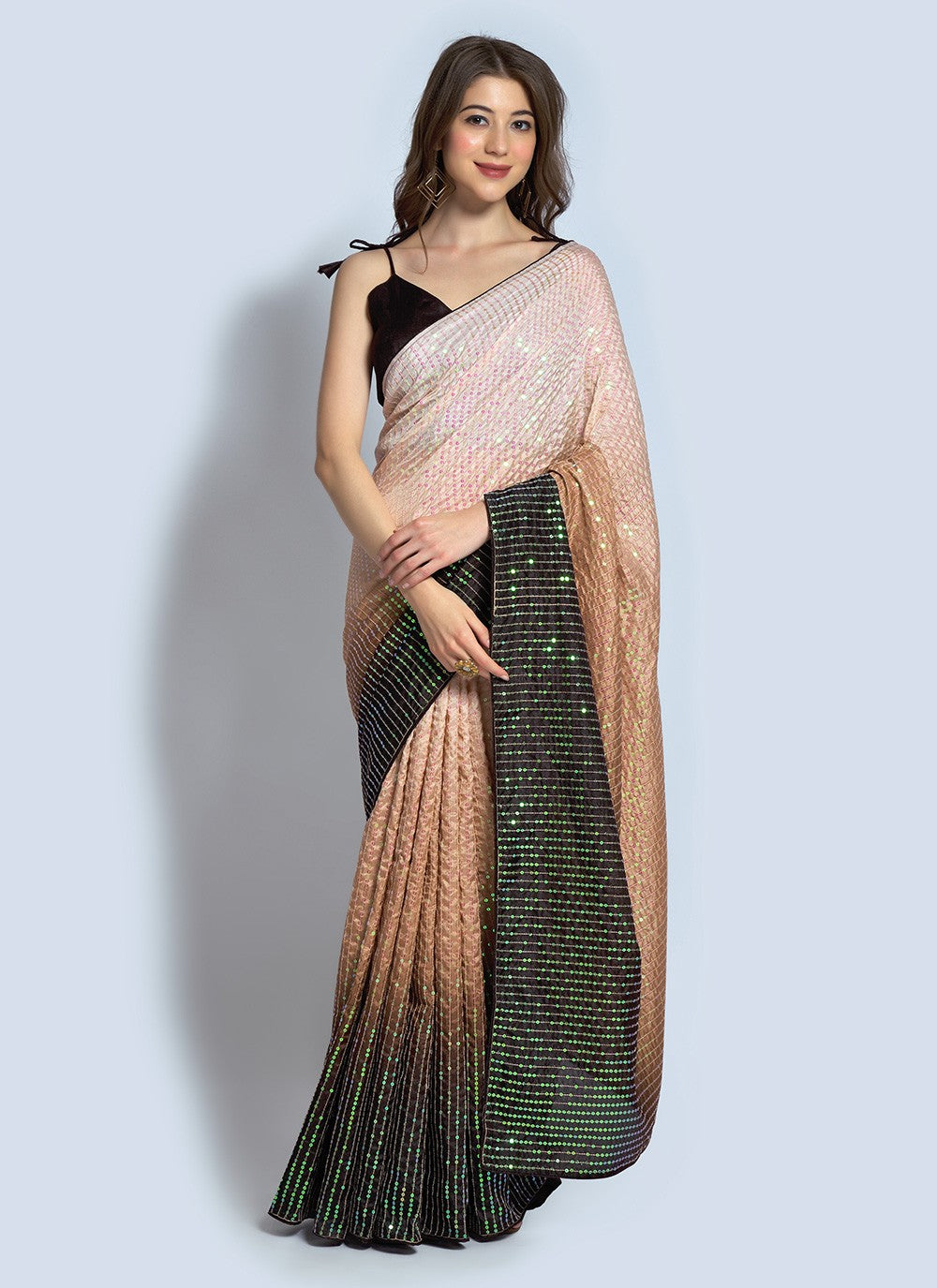 Shaded Sequins Georgette Saree - S2167