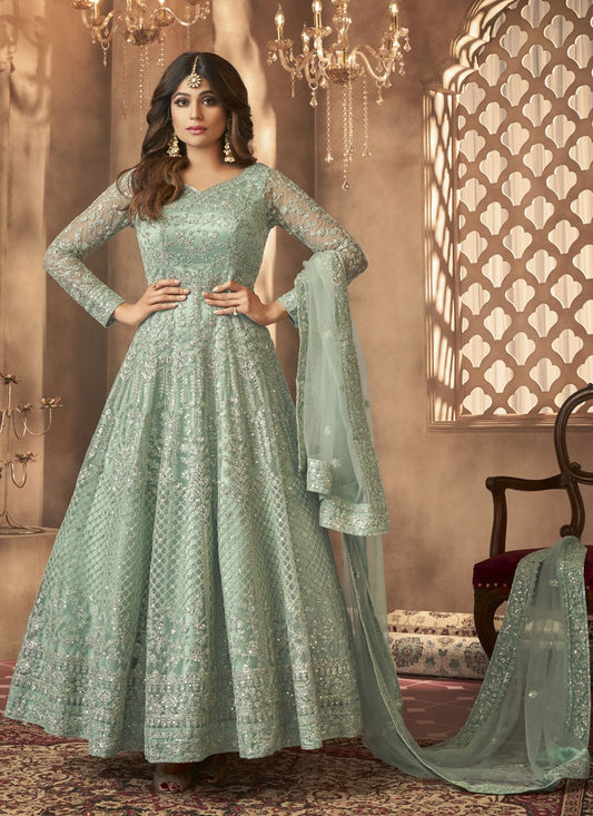 Net Floor Length Anarkali - T196