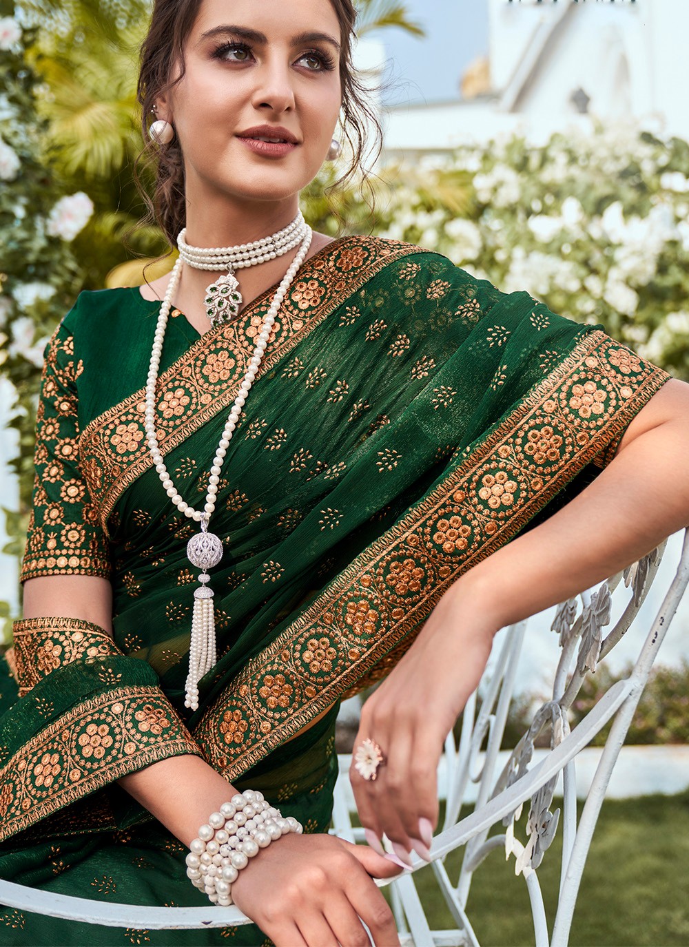 Classic Embroidered Shimmer Saree - S3213