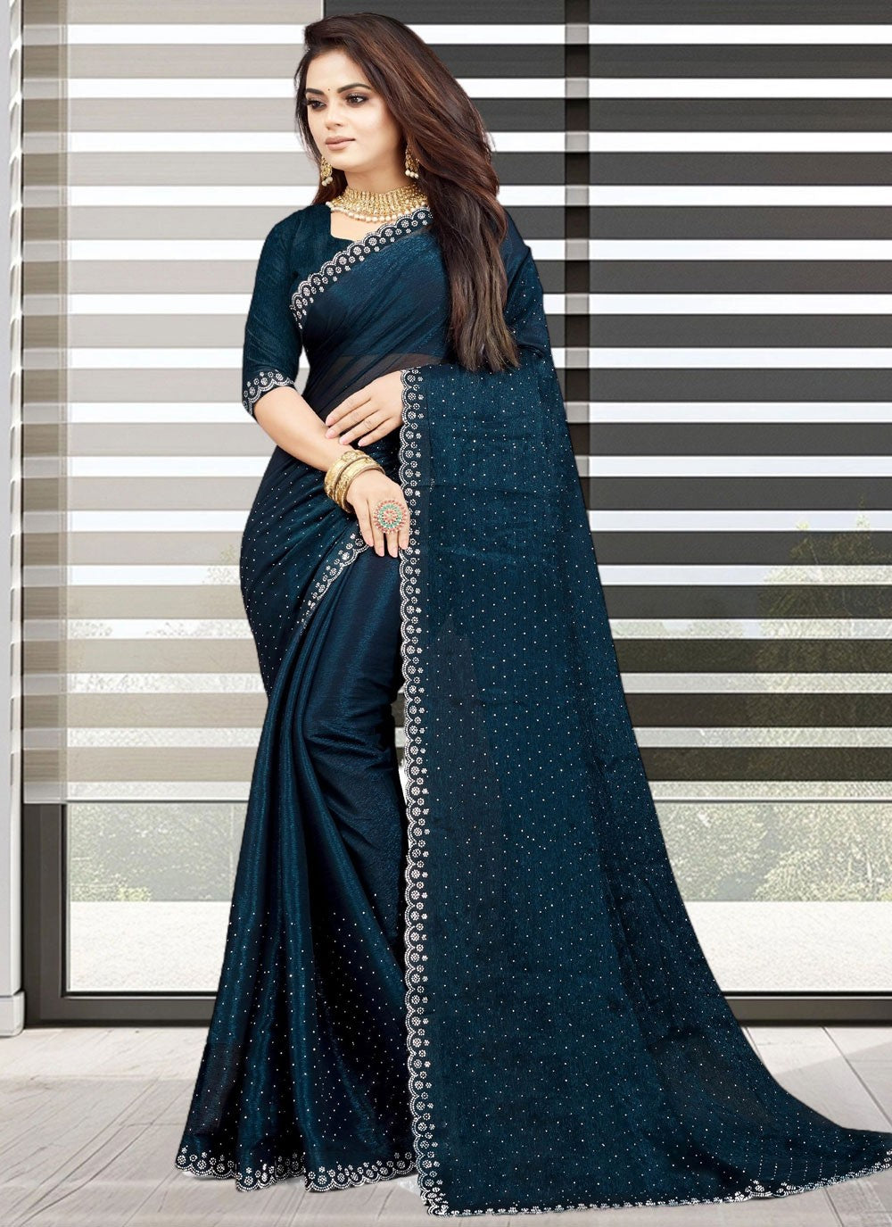 Classic Cutdana Chiffon Satin Saree - S10437