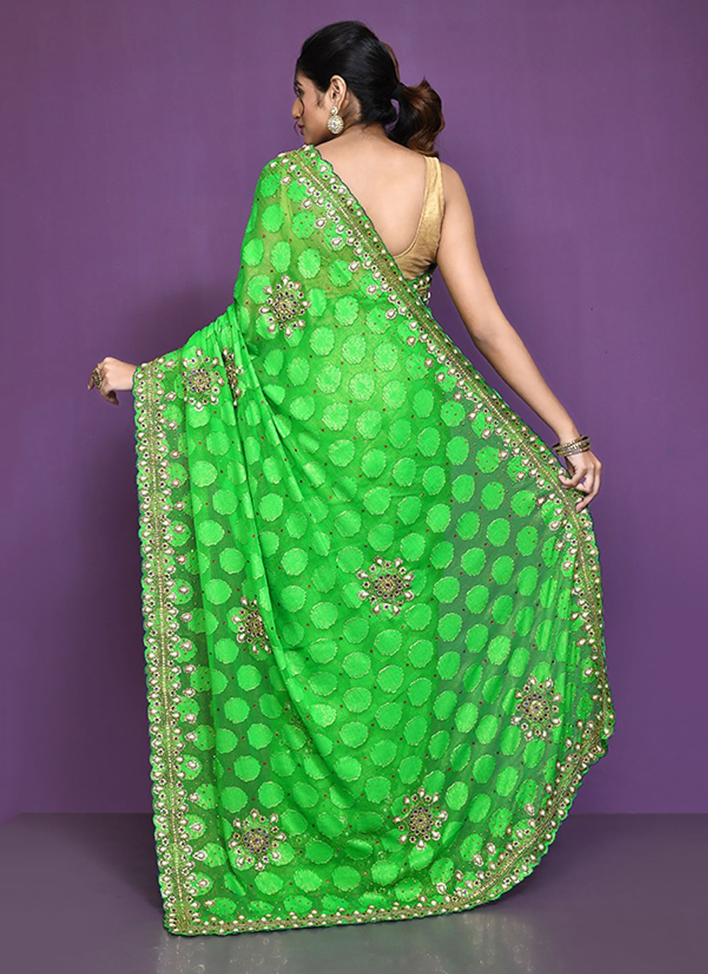 Classic Embroidered Shimmer Saree - S6521