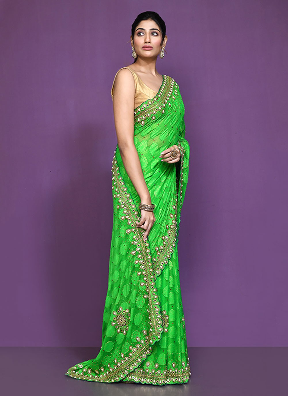 Classic Embroidered Shimmer Saree - S6521