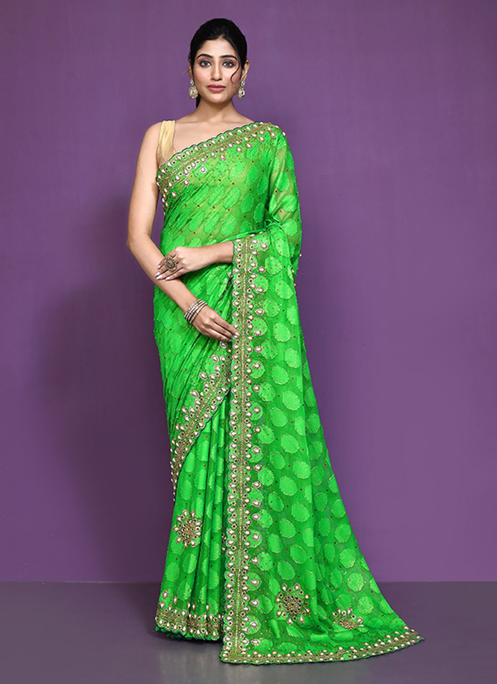 Classic Embroidered Shimmer Saree - S6521