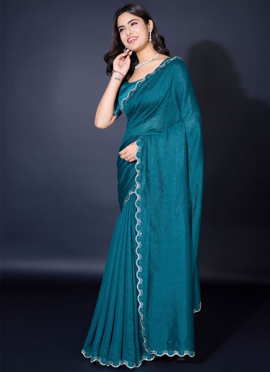 Trendy Fancy Work Shimmer Saree - S8818