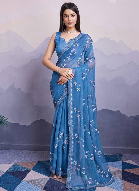 Classic Embroidered Shimmer Saree - S8029