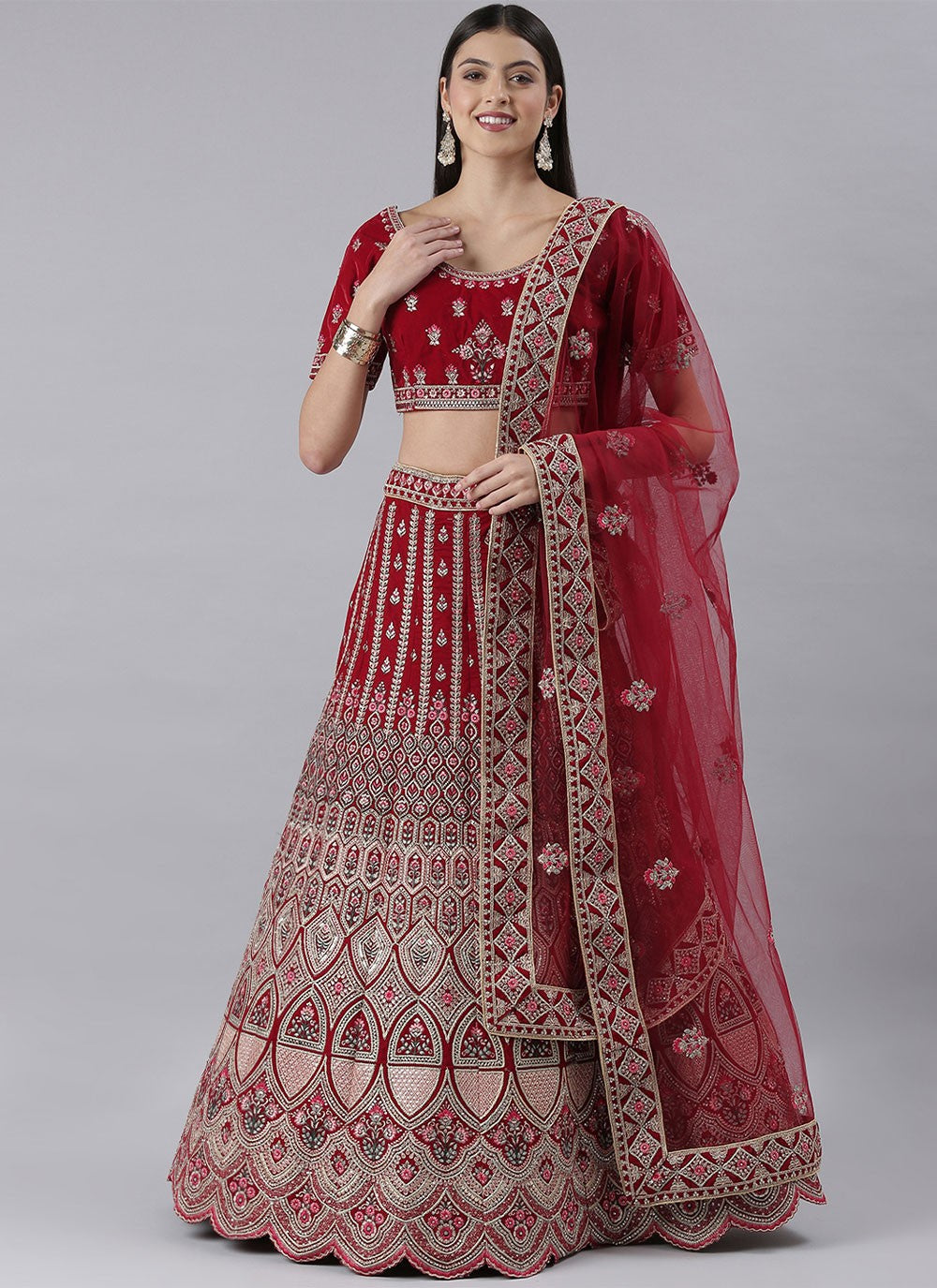 Embroidered Silk A - Line Lehenga - L0709