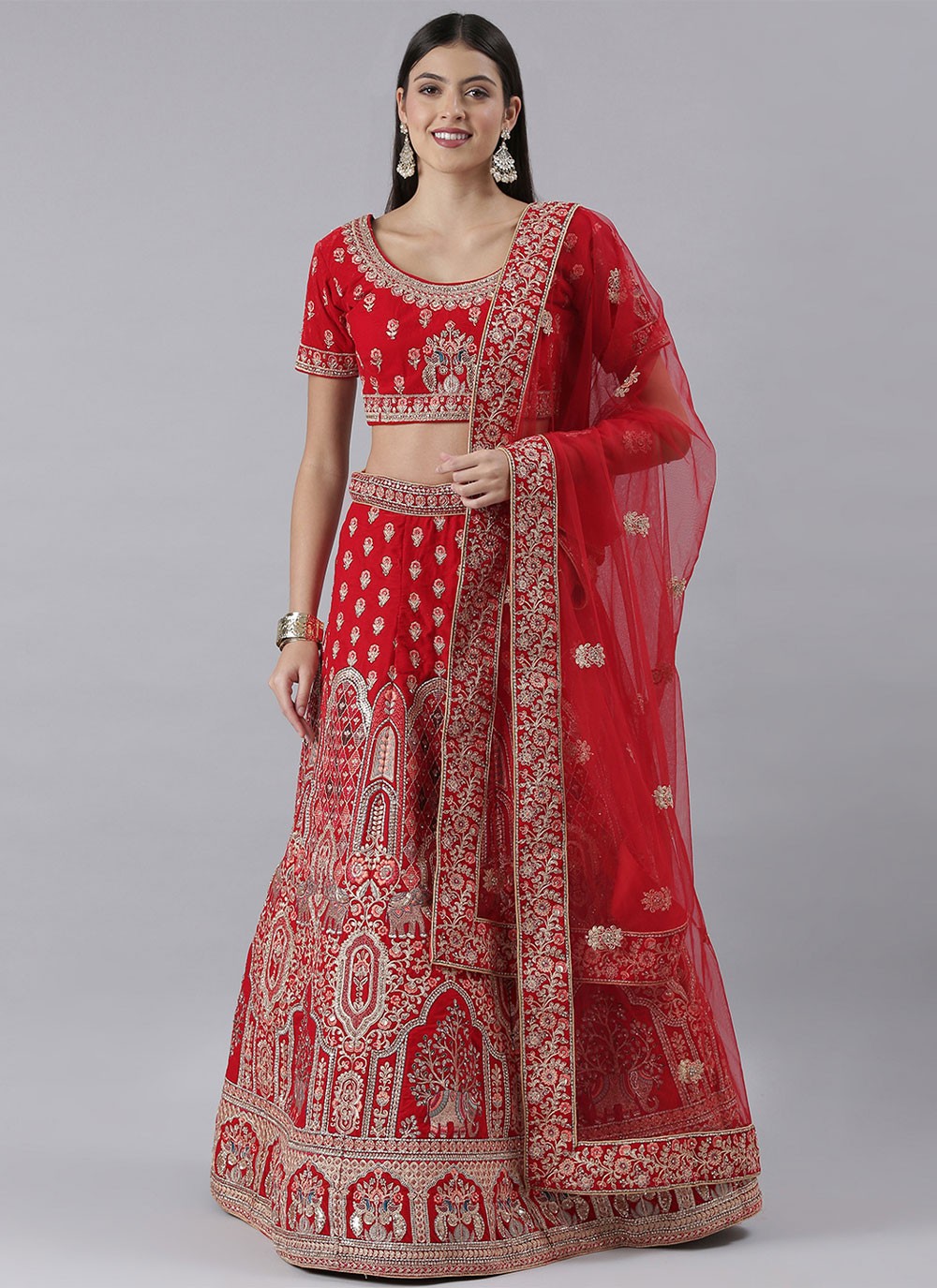 Embroidered Silk A - Line Lehenga - L0709