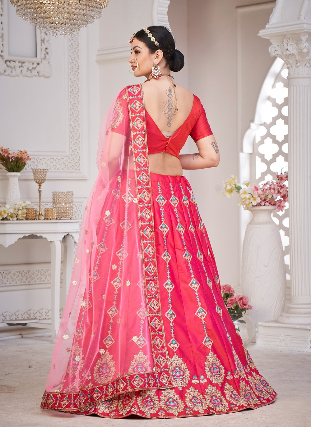 Embroidered Silk A - Line Lehenga - L1756