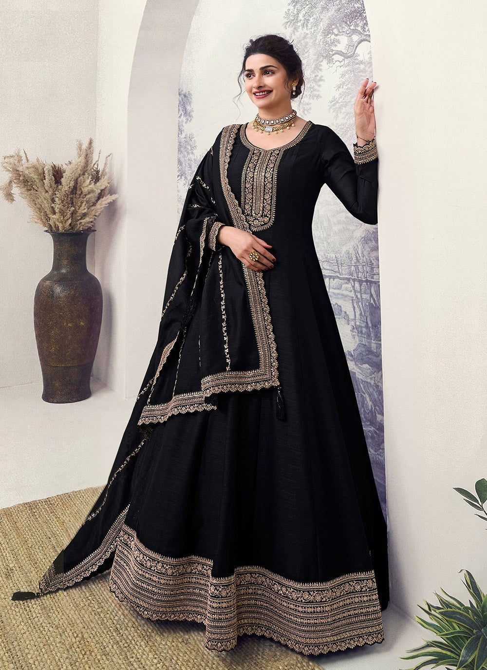 Georgette, Silk Anarkali - T2592