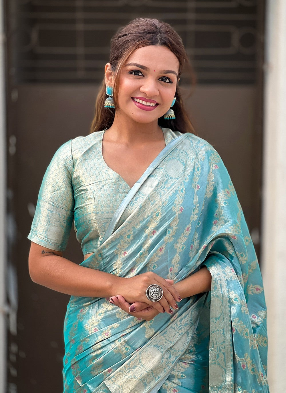 Classic Meenakari Silk, Tissue Saree - S9944