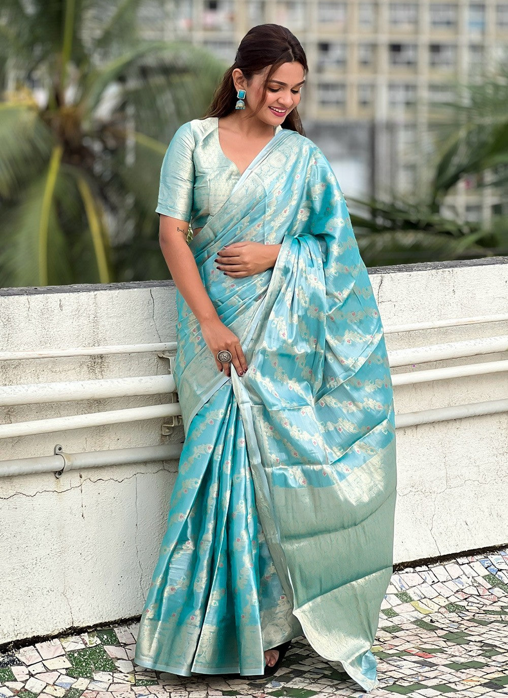 Classic Meenakari Silk, Tissue Saree - S9944