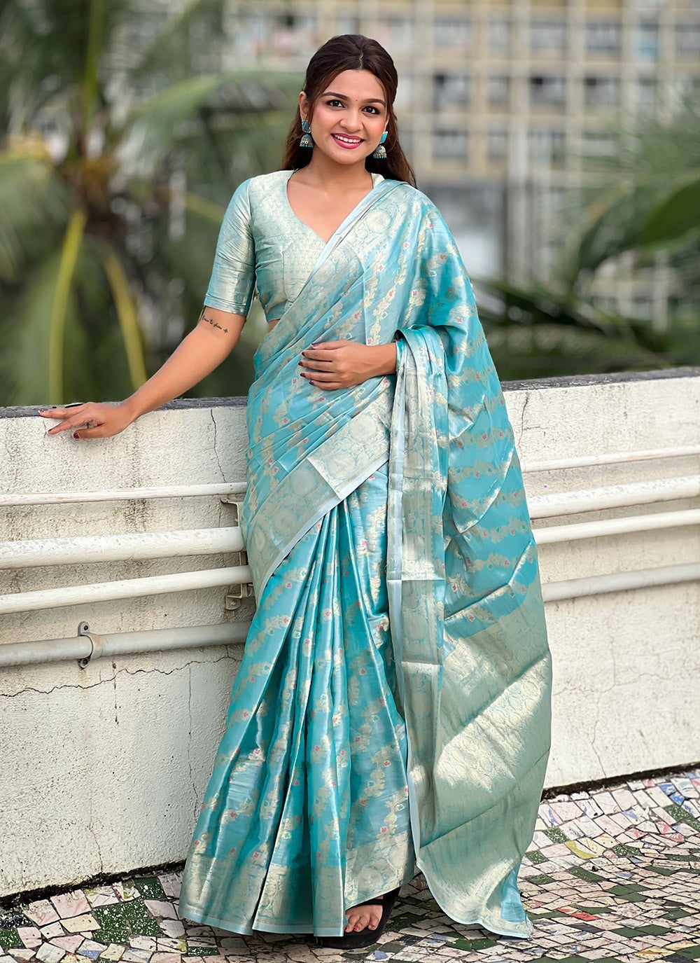 Classic Meenakari Silk, Tissue Saree - S9944