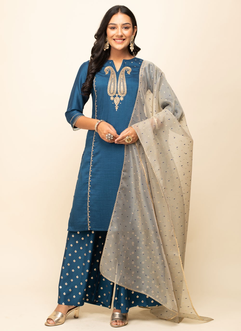 Faux Crepe Salwar Suit - T1674