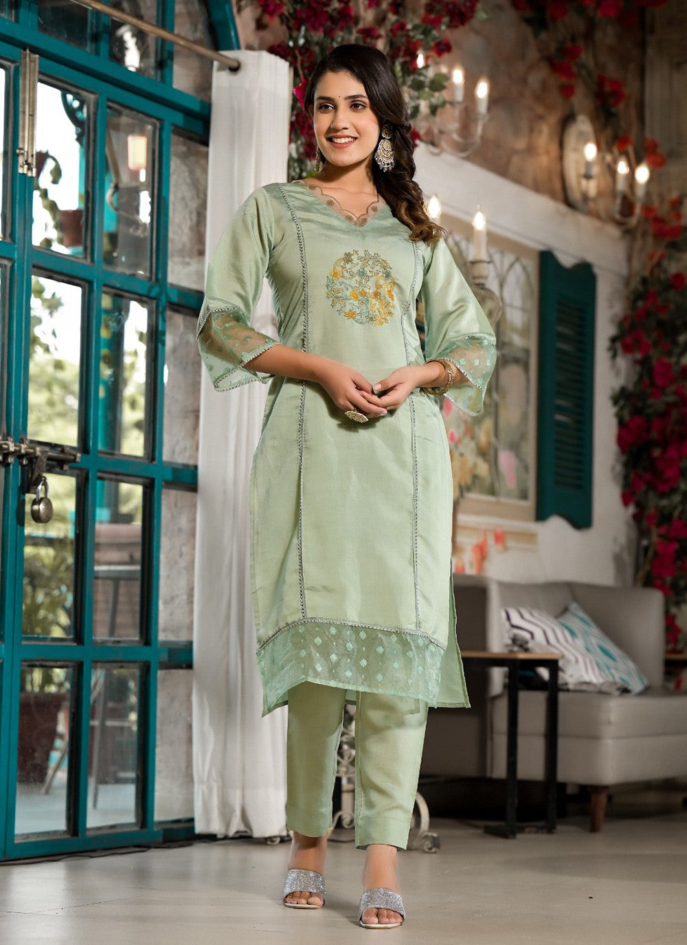 Silk Blend Pant Style Suit - T3131