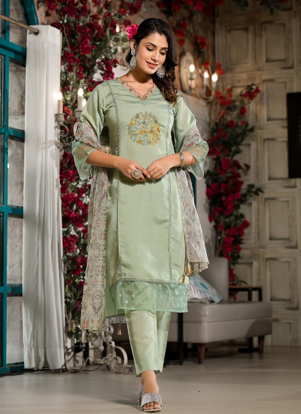 Silk Blend Pant Style Suit - T3131