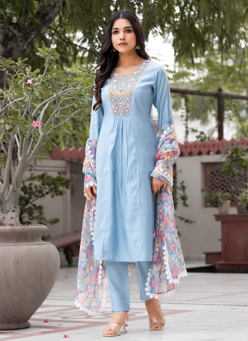 Silk Blend Pant Style Suit - T3131