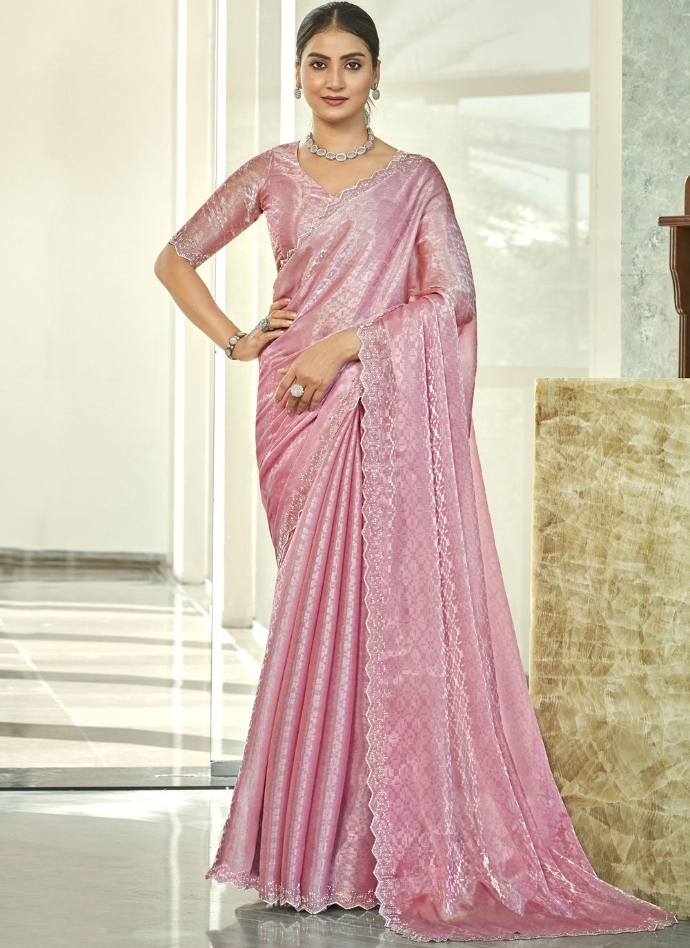 Classic Beads Silk Blend Saree - S9540