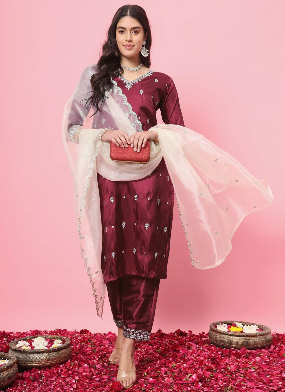 Silk Blend Salwar Suit - T2307