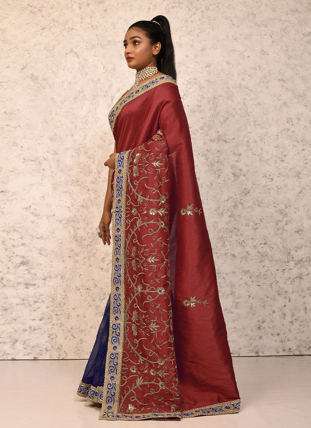 Traditional Embroidered Silk Saree - S1557