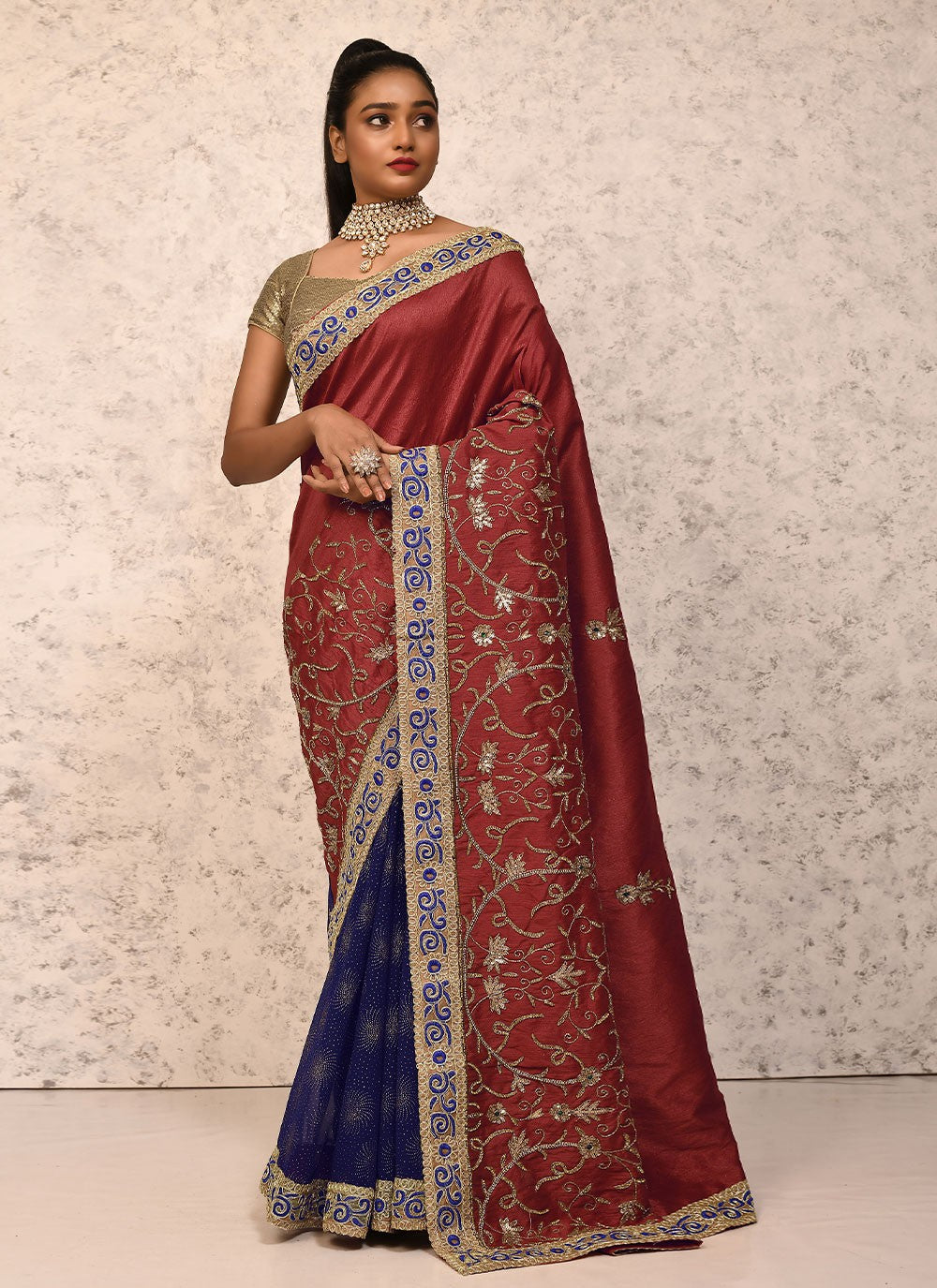 Traditional Embroidered Silk Saree - S1557