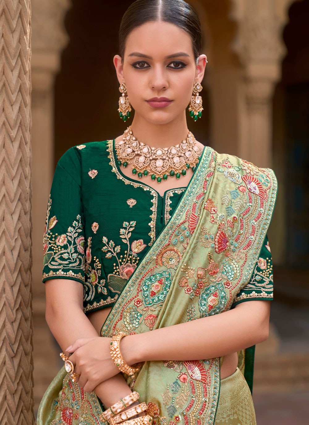 Classic Border Work Organza, Silk Saree - S8699