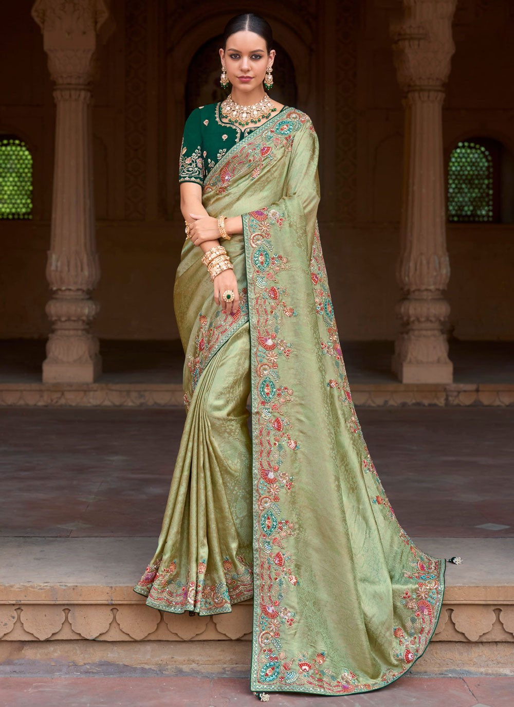 Classic Border Work Organza, Silk Saree - S8699