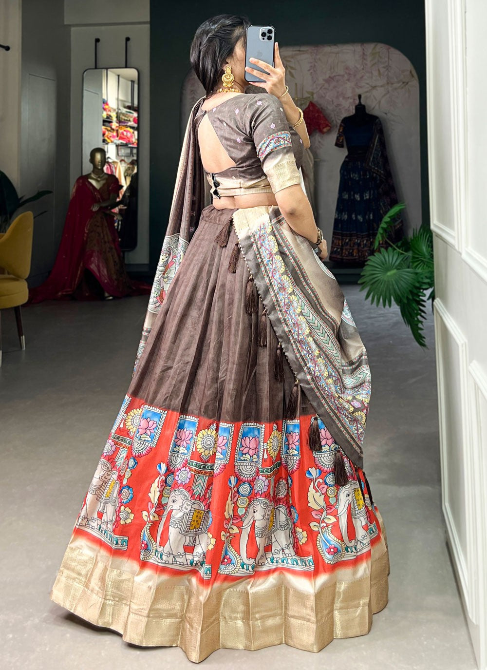 Border Work Silk A - Line Lehenga - L1847