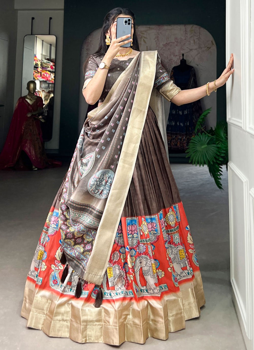 Border Work Silk A - Line Lehenga - L1847