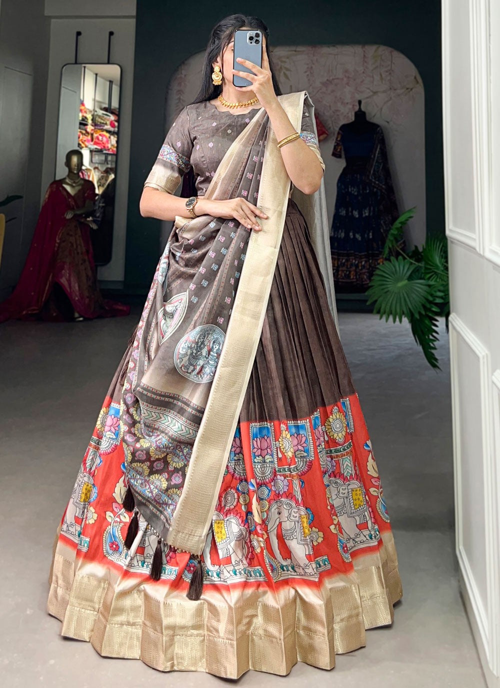 Border Work Silk A - Line Lehenga - L1847