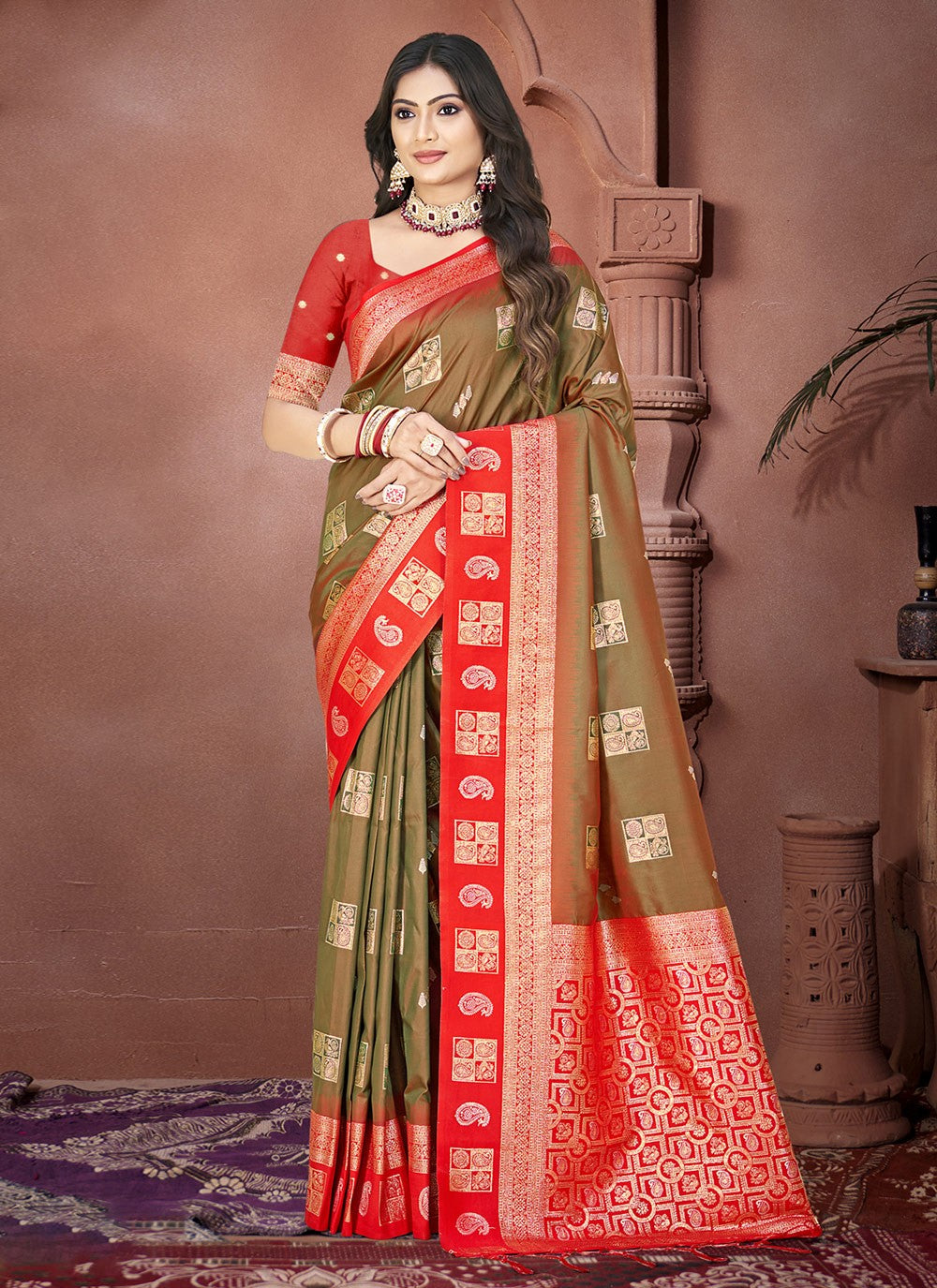 Trendy Weaving Zari Silk Teal Saree - S11117