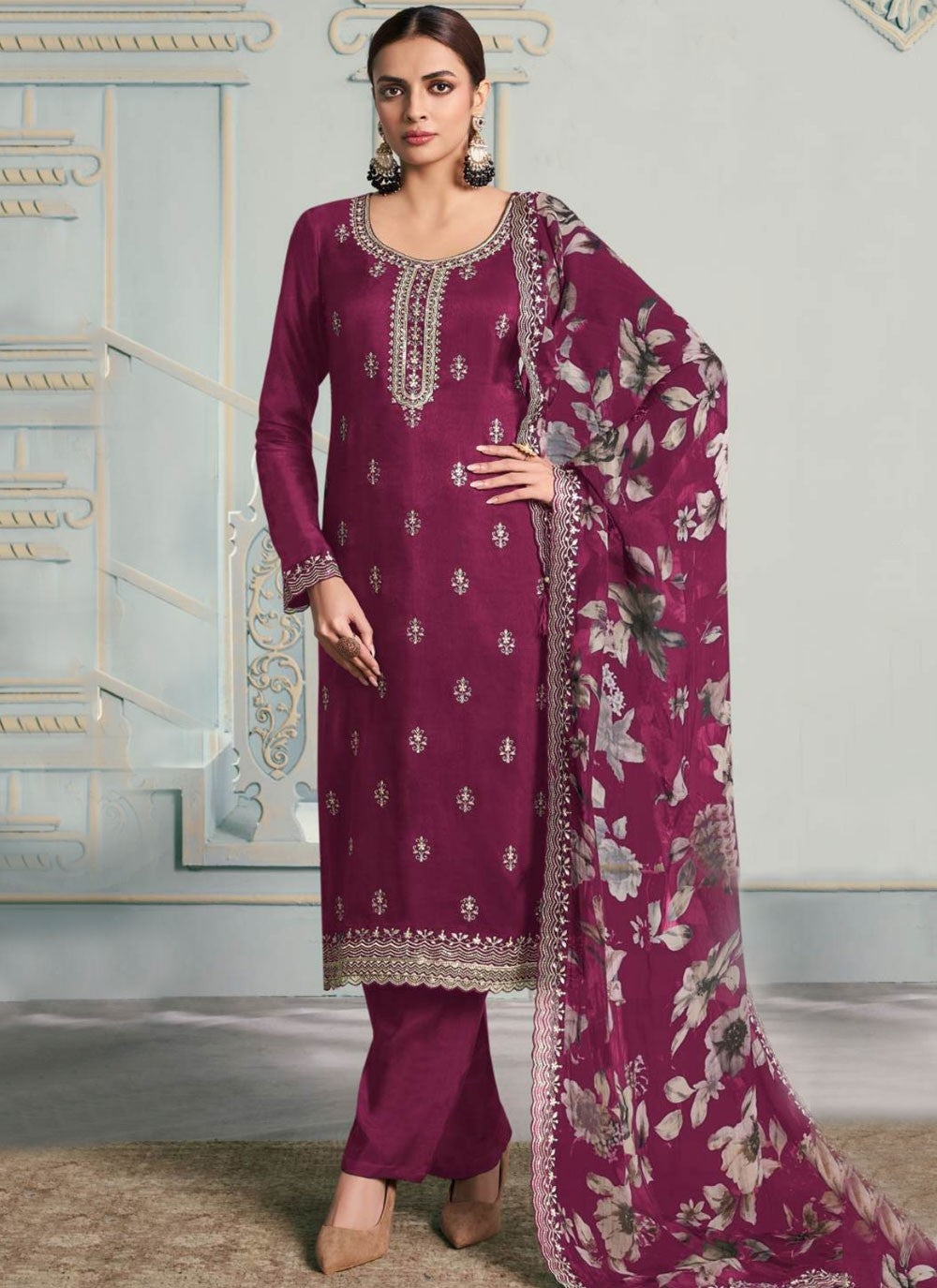 Silk Salwar Suit - T4059