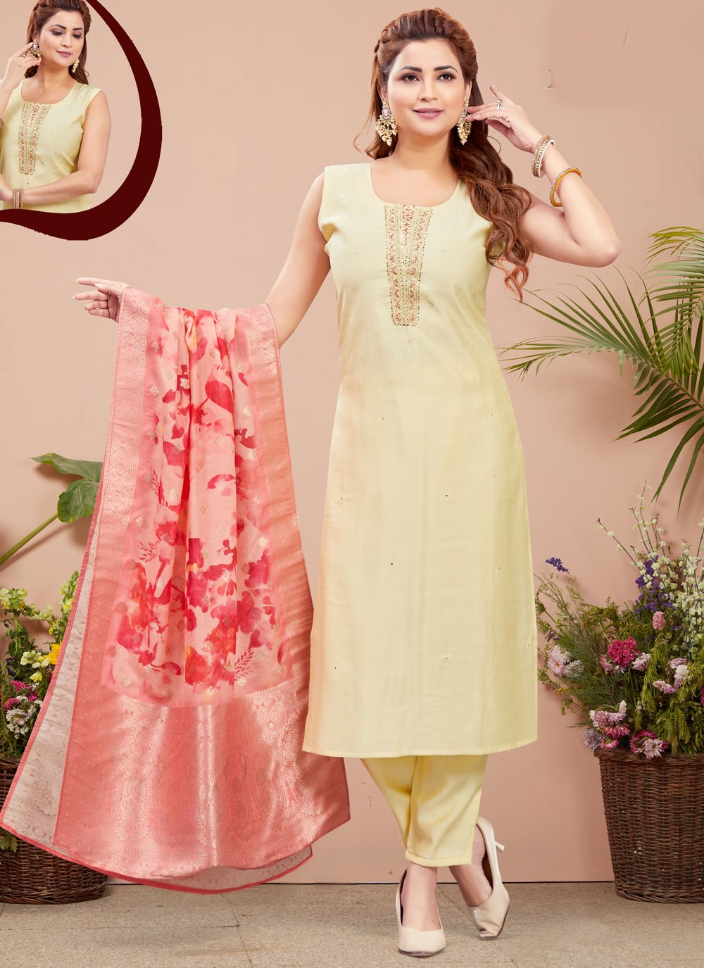 Embroidered Silk Salwar Suit - T4378