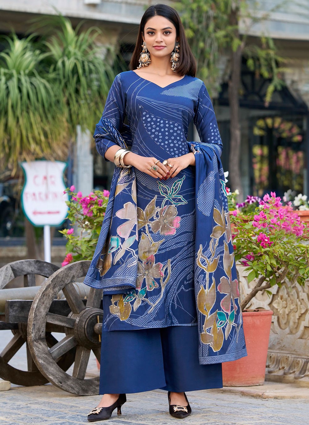 Beads Silk Palazzo Suit - T4627