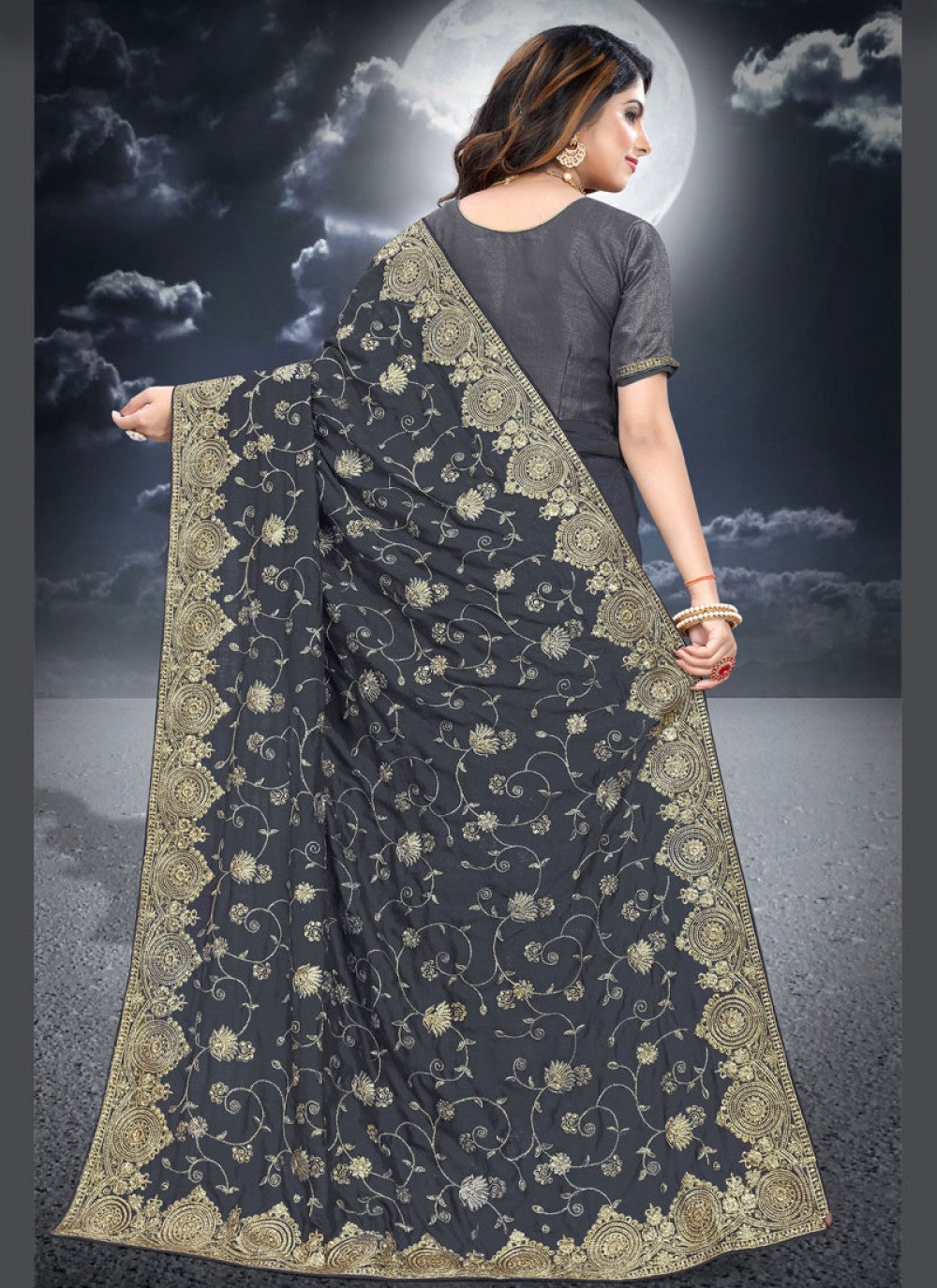 Classic Embroidered Silk Saree - S0282