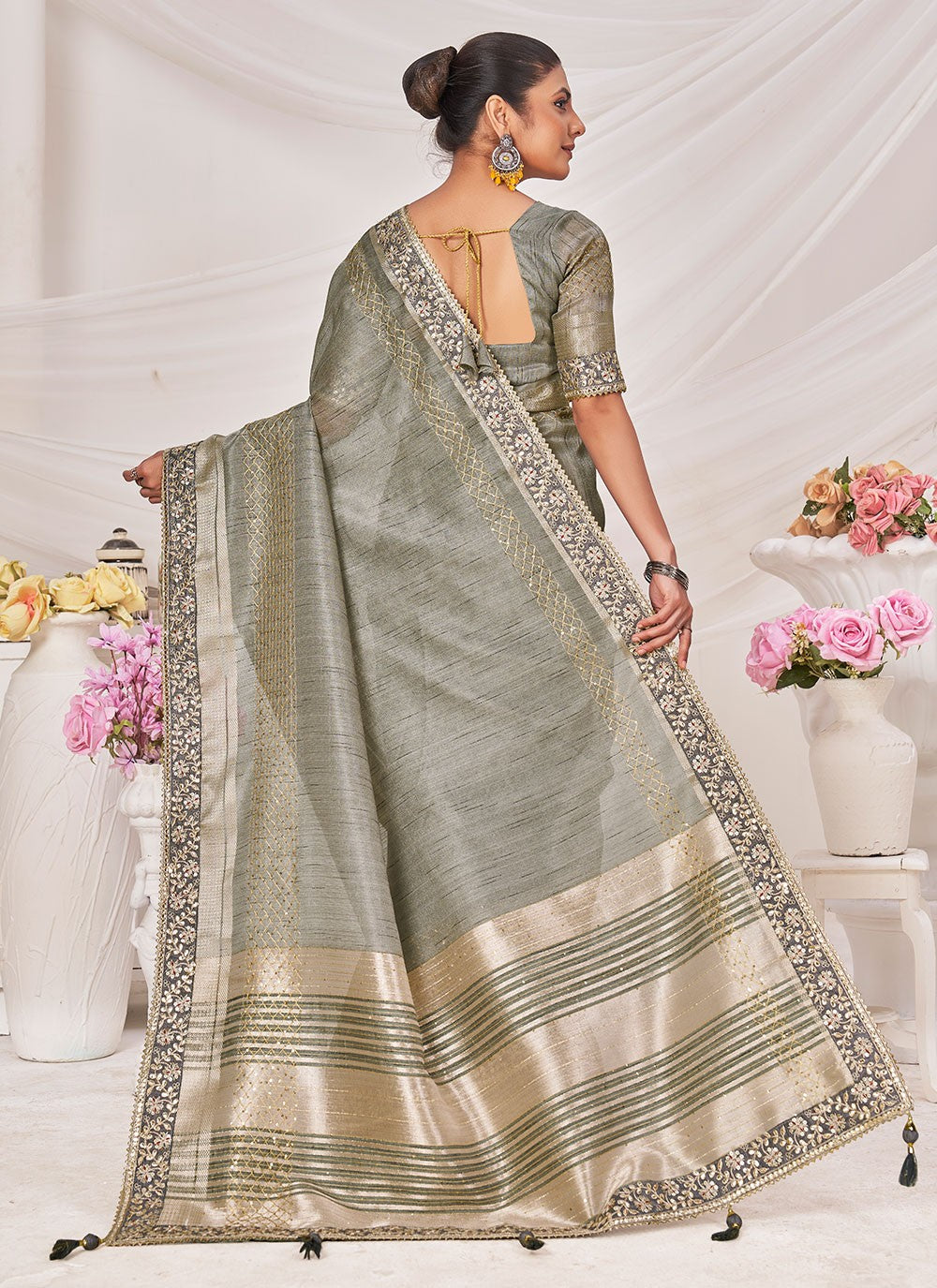 Classic Embroidered Silk Saree - S6750