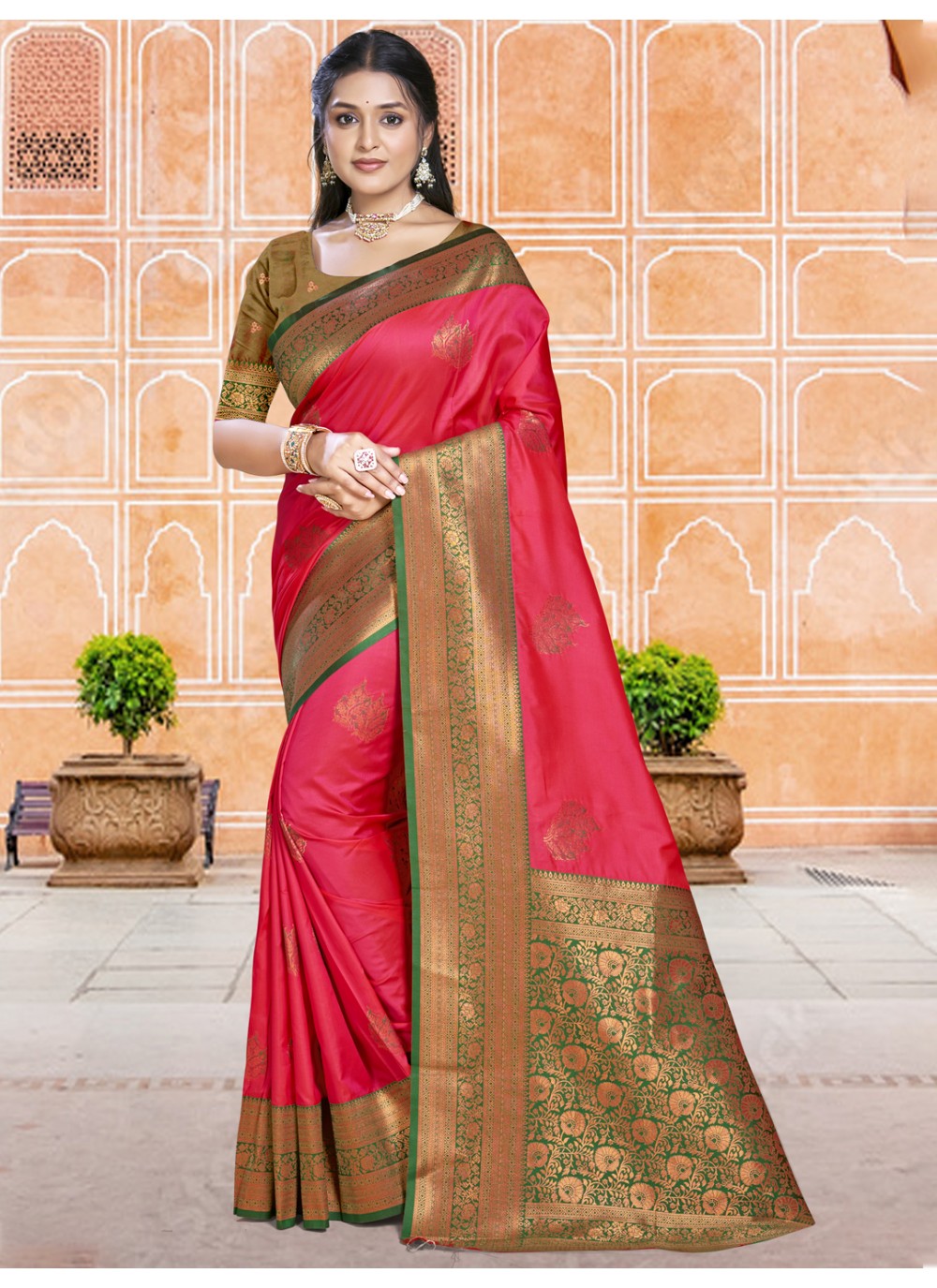 Classic Weaving Zari Silk Sea Green Saree - S11120