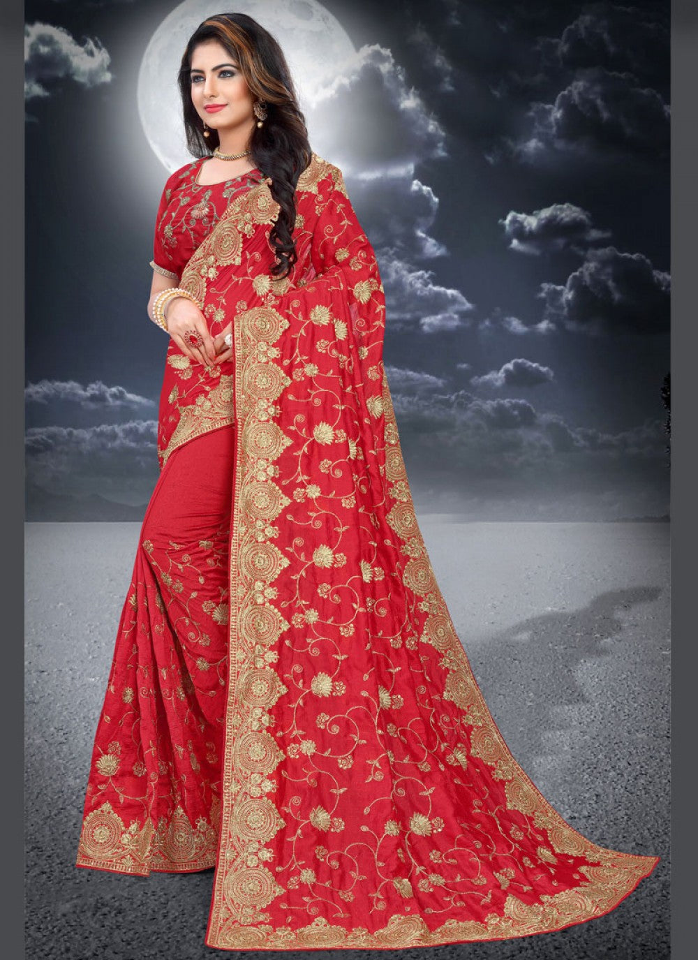 Classic Embroidered Silk Saree - S0282