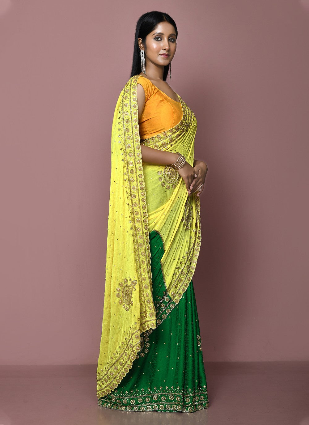 Contemporary Embroidered Silk Saree - S3349