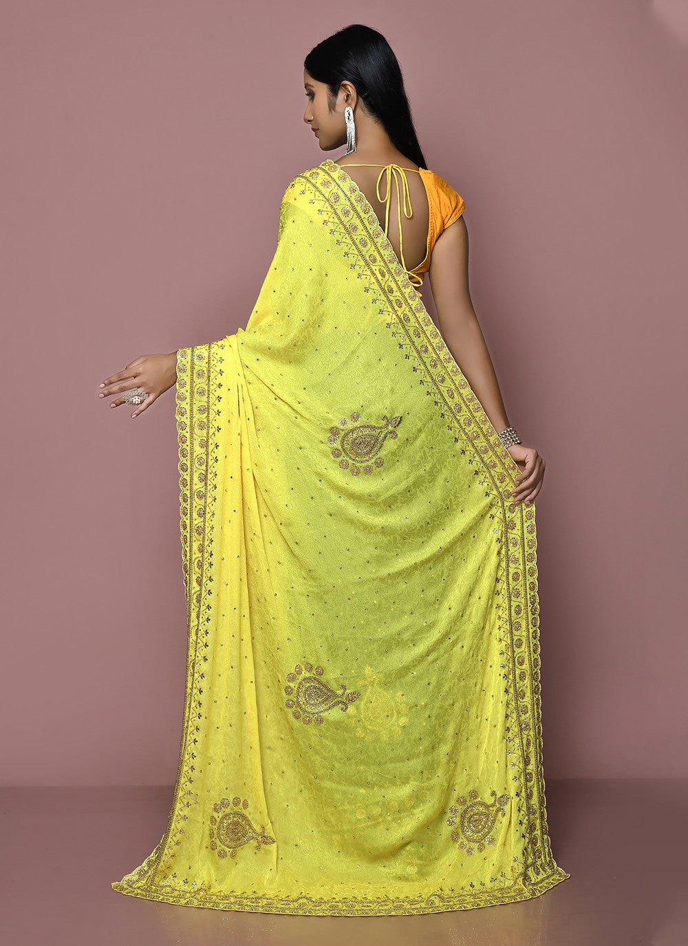 Contemporary Embroidered Silk Saree - S3349