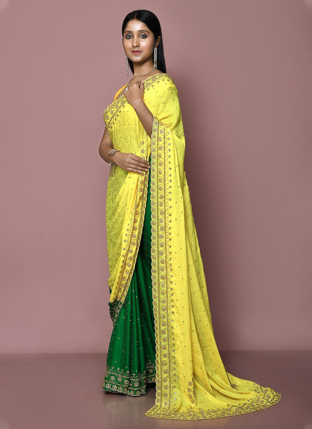 Contemporary Embroidered Silk Saree - S3349