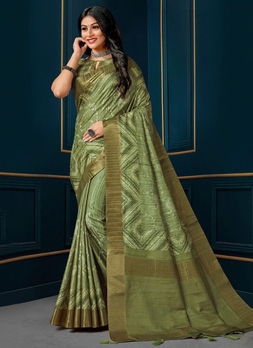 Classic Digital Print Silk Saree - S4691