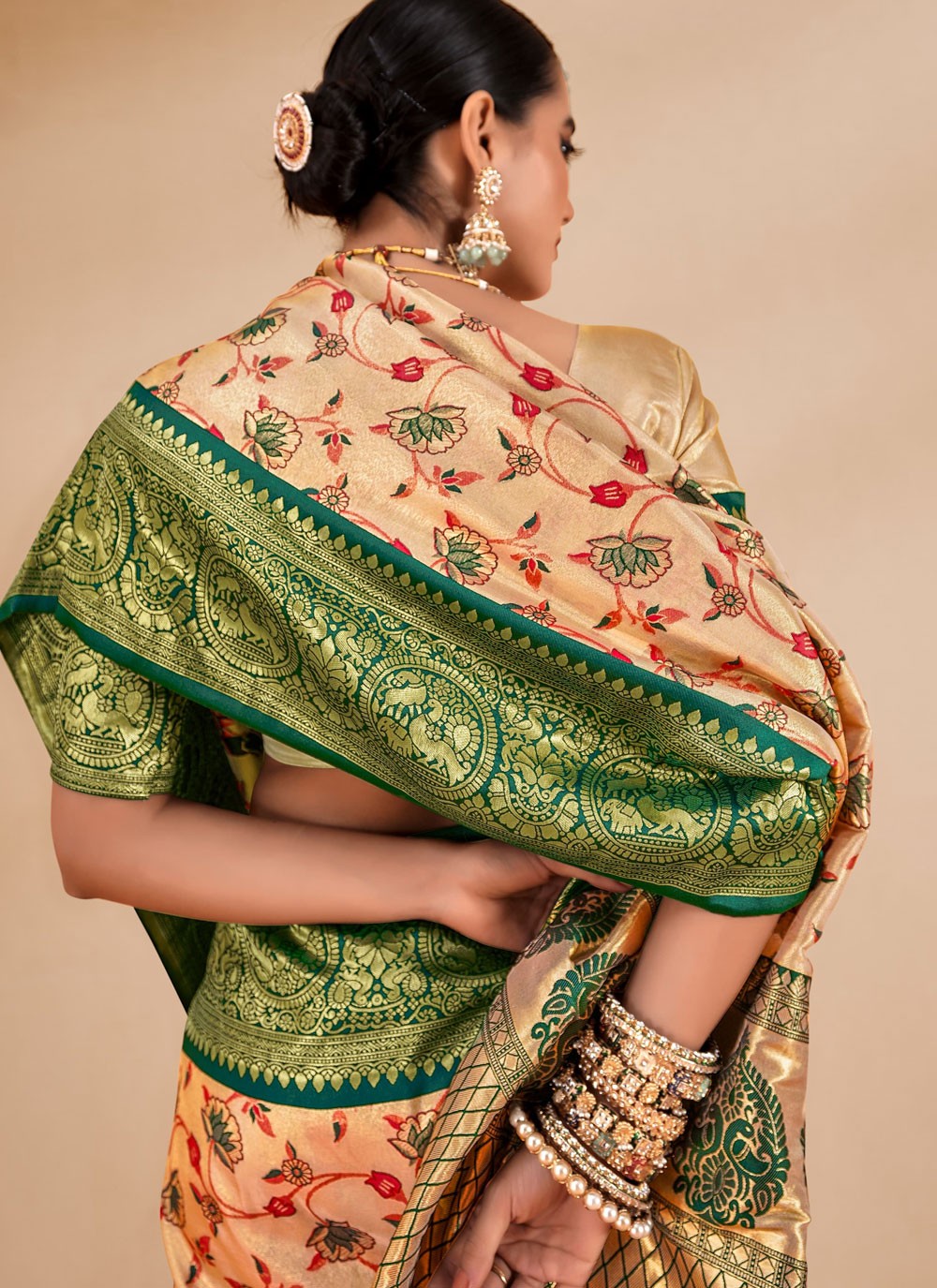 Classic Weaving Zari Silk, Tissue Saree - S9307