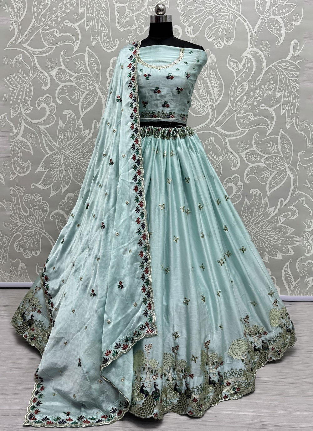 Embroidered Silk A - Line Lehenga - L2977