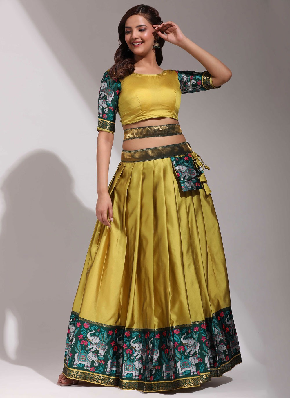 Weaving Zari Silk A - Line Lehenga - L2468