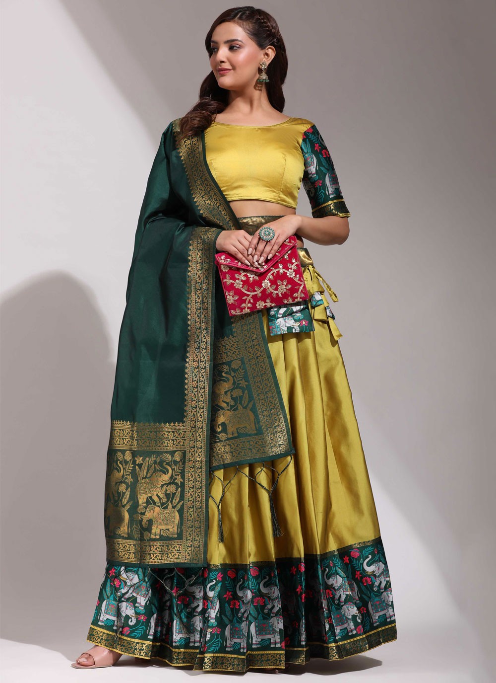 Weaving Zari Silk A - Line Lehenga - L2468