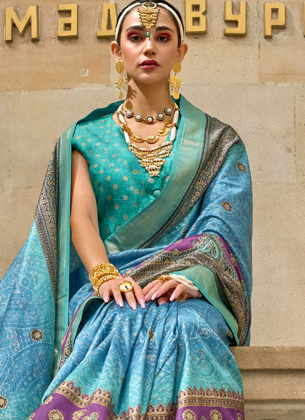 Foliage Prints Silk Saree - S11931