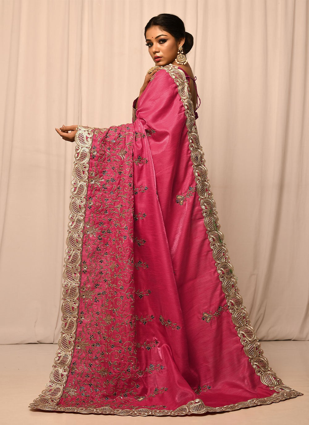 Traditional Embroidered Silk Saree - S1557