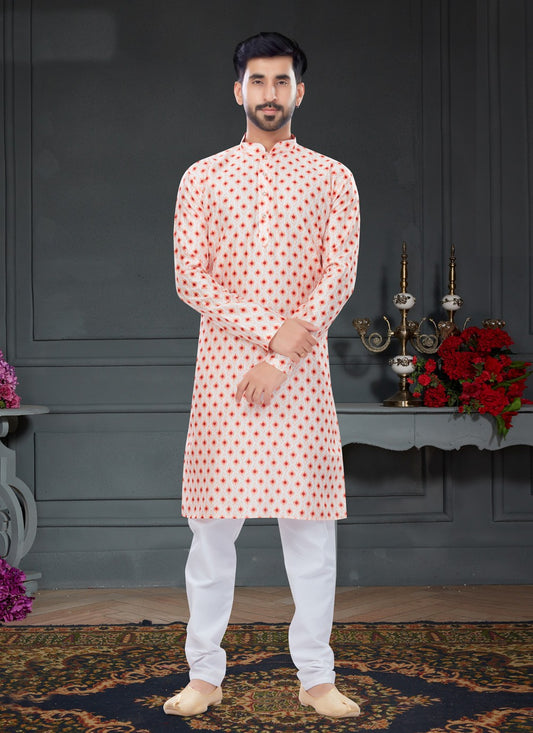 Digital Print Silk Pink Kurta Pyjama - M4735