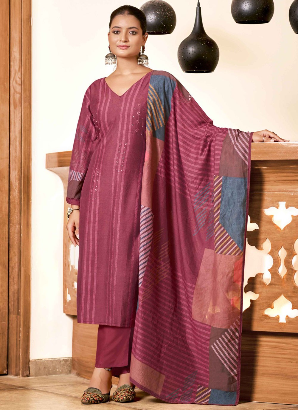 Silk, Viscose Salwar Suit - T3899